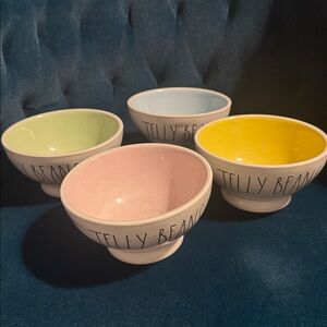 Rae Dunn JELLY BEANS Bowls Set of 4 Green Blue Pink Yellow